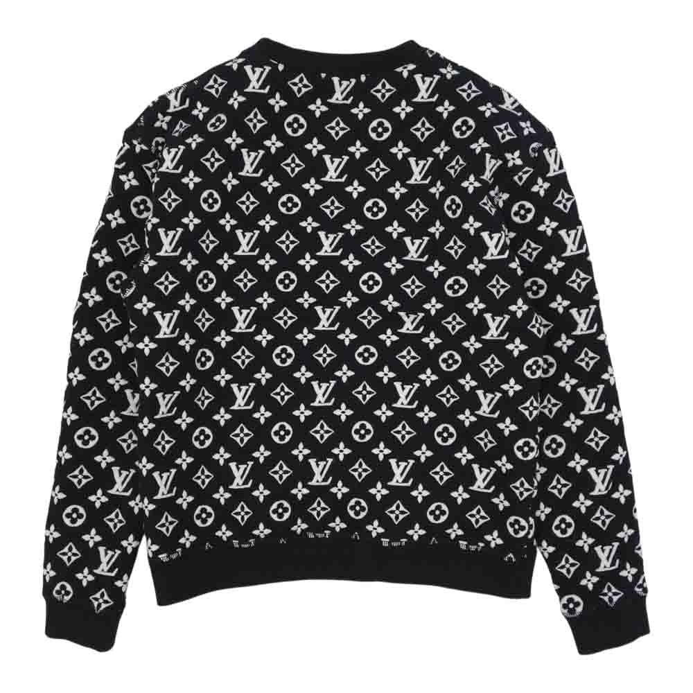 LOUIS VUITTON ルイ・ヴィトン 20SS 1A7RRM フル モノグラム ジャカード クルーネック スウェット ブラック系 XS【中古】