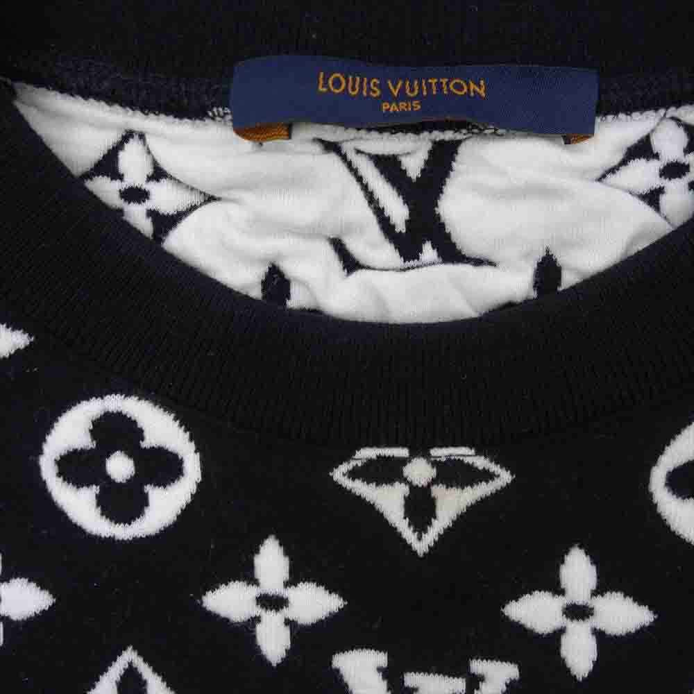 LOUIS VUITTON ルイ・ヴィトン 20SS 1A7RRM フル モノグラム ジャカード クルーネック スウェット ブラック系 XS【中古】