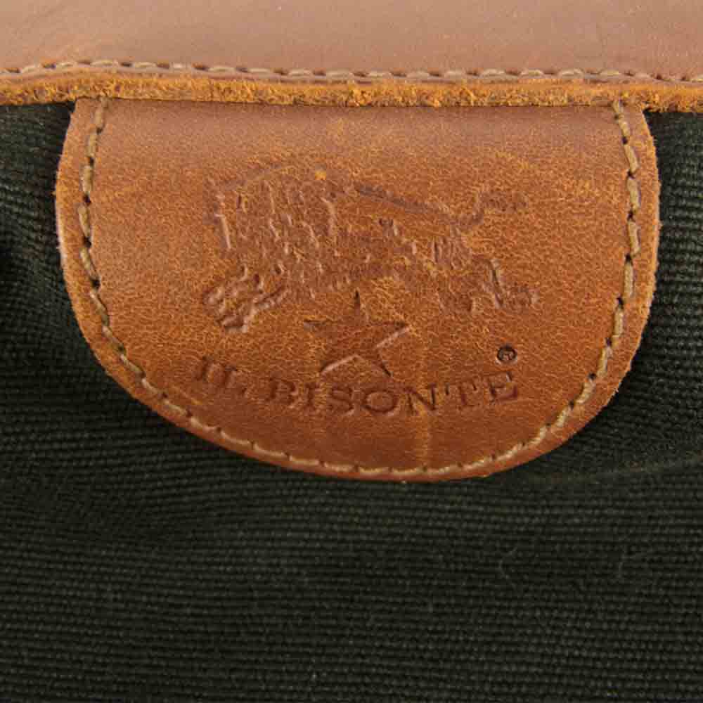 IL BISONTE イルビゾンテ レザー キャンバス ショルダー バッグ ブラック系【中古】