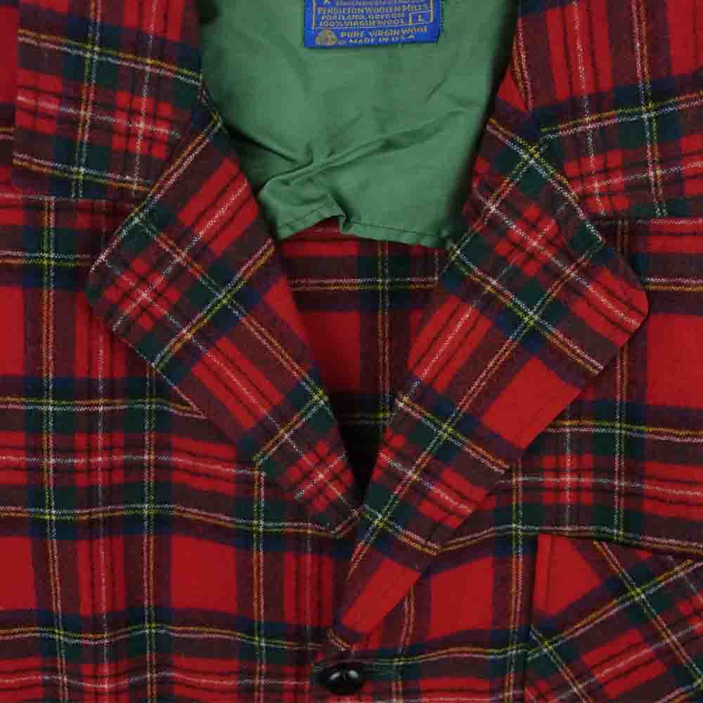 PENDLETON ペンドルトン ヴィンテージ 70s USA製 ウール チェック柄 テーラード ジャケット レッド系 L【中古】