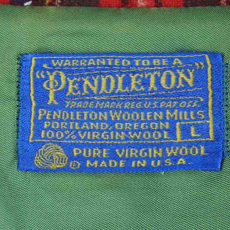 PENDLETON ペンドルトン ヴィンテージ 70s USA製 ウール チェック柄 テーラード ジャケット レッド系 L【中古】