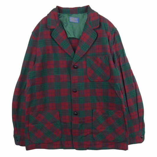 PENDLETON ペンドルトン ヴィンテージ 50s ウール チェック柄 テーラード ジャケット レッド系 グリーン系 L【中古】