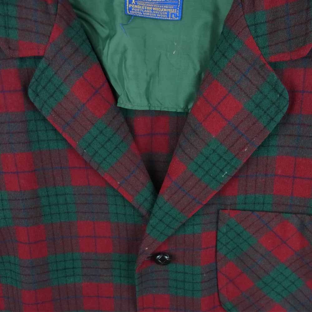PENDLETON ペンドルトン ヴィンテージ 50s ウール チェック柄 テーラード ジャケット レッド系 グリーン系 L【中古】