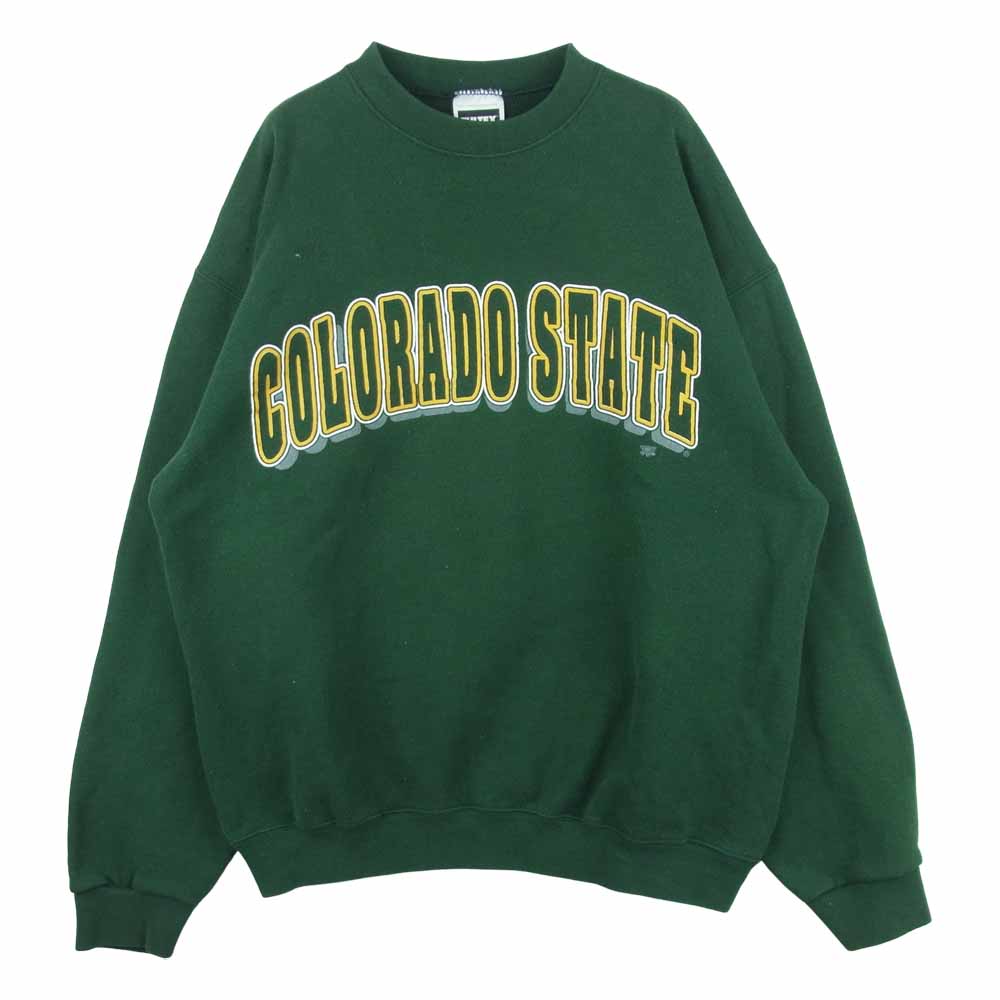 タルテックス ヴィンテージ 90s USA製 プリント スウェット シャツ コットン グリーン系 L【中古】
