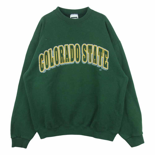 タルテックス ヴィンテージ 90s USA製 プリント スウェット シャツ コットン グリーン系 L【中古】