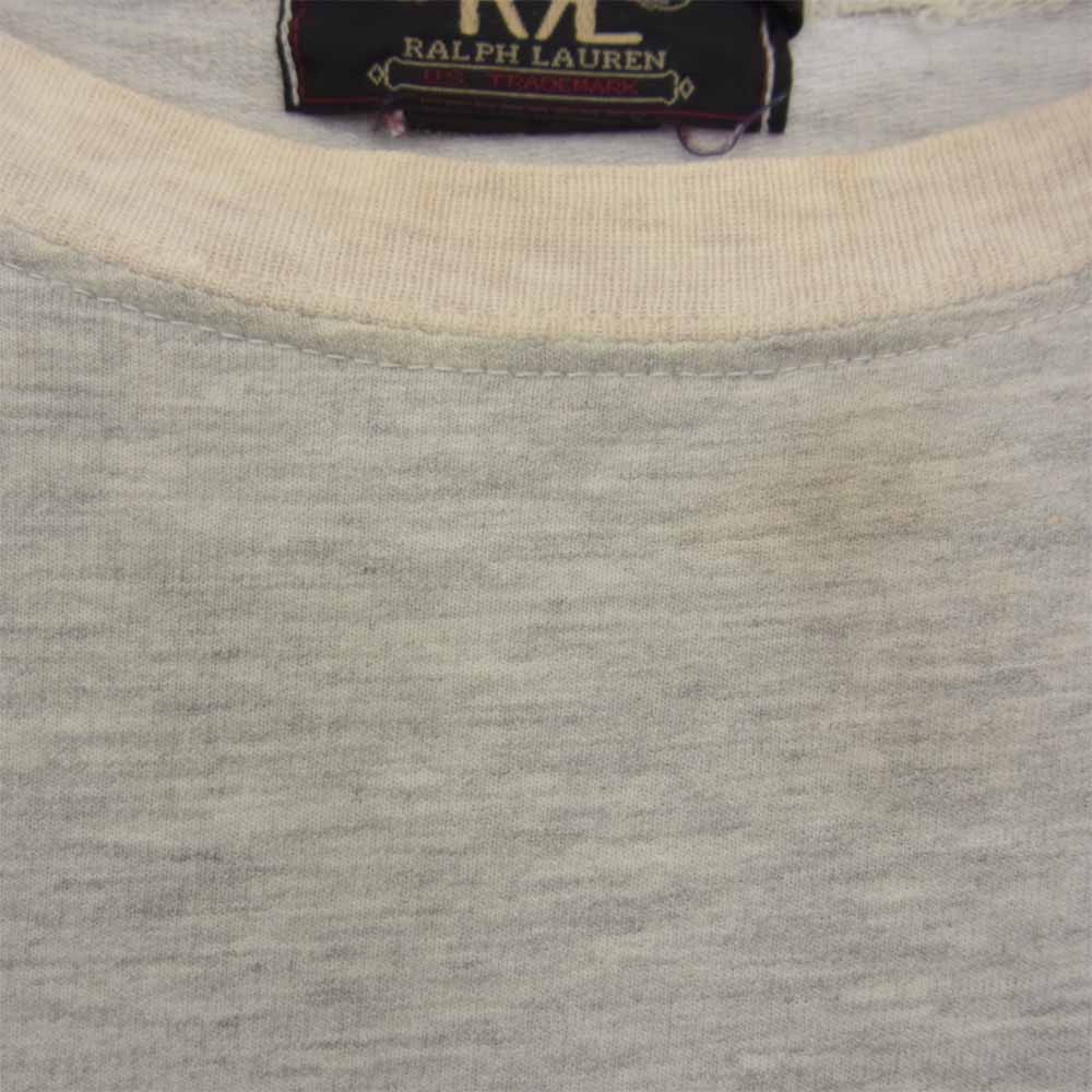 RRL ダブルアールエル 三ツ星黒タグ 胸 ワンポイント ロゴ プリント 長袖 Tシャツ グレー系 S【中古】