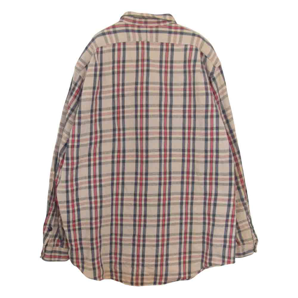 RRL ダブルアールエル 三ツ星黒タグ 2ポケット チェック 長袖 シャツ ホワイト ベージュ系 XL【中古】