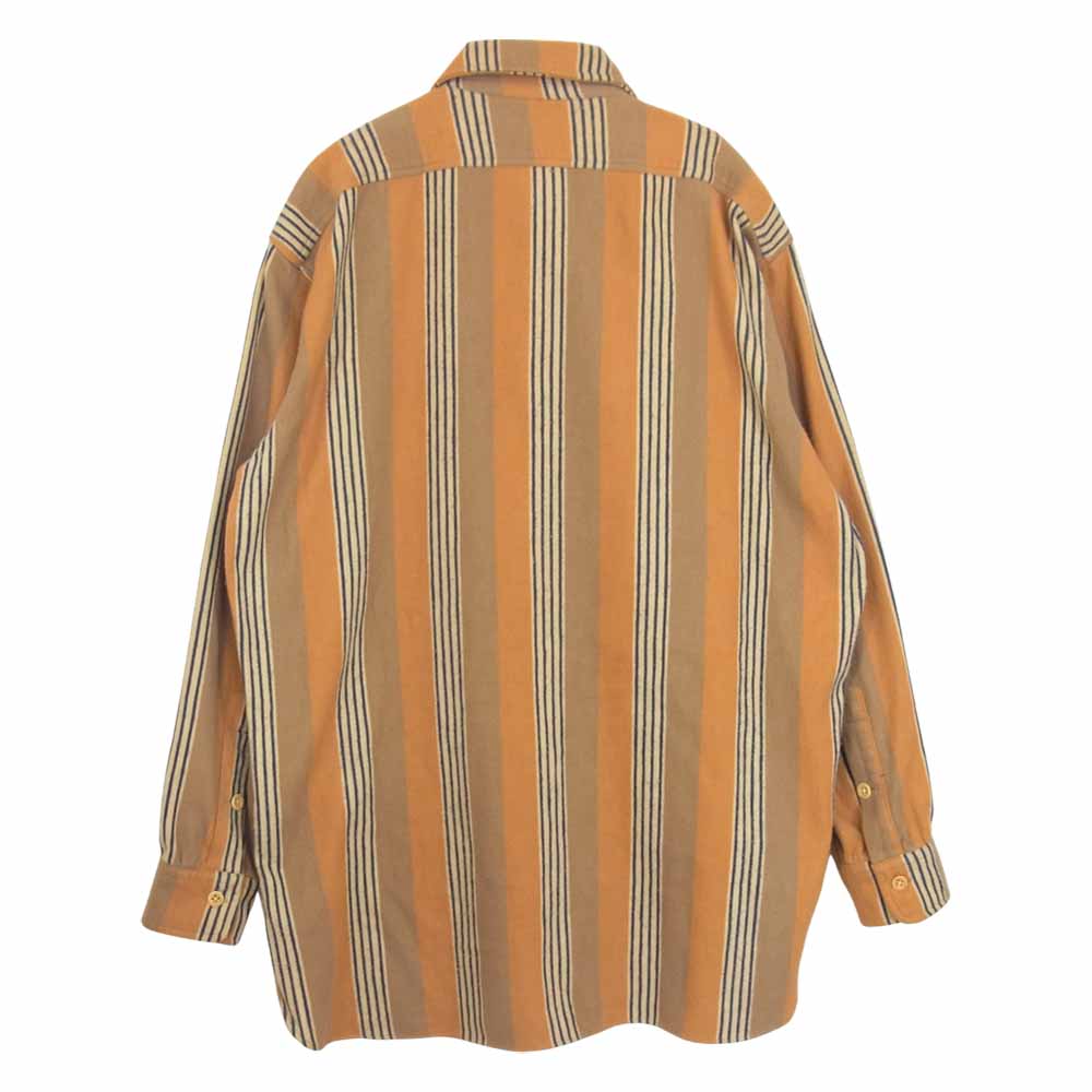 RRL ダブルアールエル 三ツ星黒タグ コットン ストライプ 長袖 シャツ ブラウン系 S【中古】