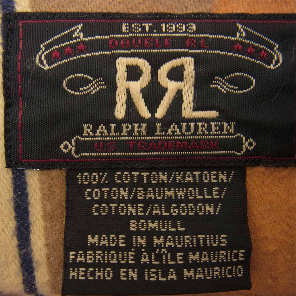RRL ダブルアールエル 三ツ星黒タグ コットン ストライプ 長袖 シャツ ブラウン系 S【中古】