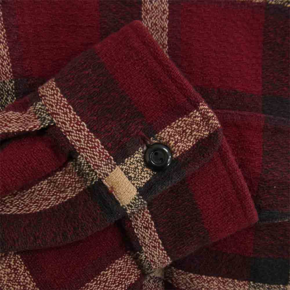 RRL ダブルアールエル 三ツ星黒タグ 2ポケット チェック 長袖 シャツ レッド エンジ系 M【中古】
