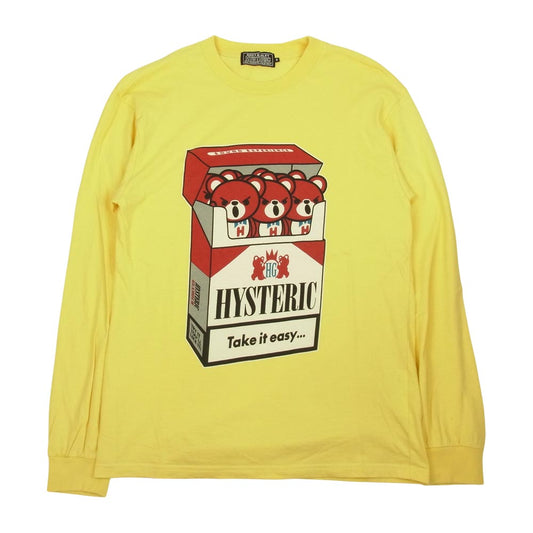 HYSTERIC GLAMOUR ヒステリックグラマー 02213CL10 TAKE IT EASY ベア プリント 長袖 Tシャツ イエロー系 S【中古】