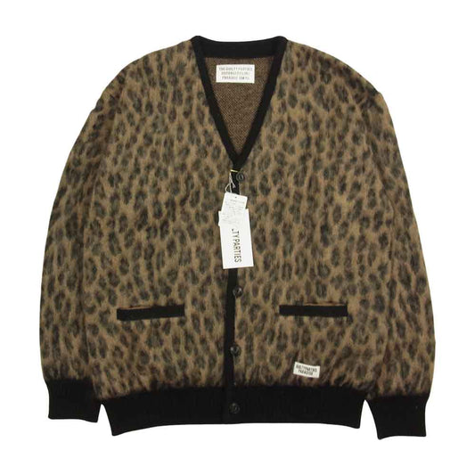 WACKO MARIA ワコマリア 22SS-WMK-KN06 LEOPARD MOHAIR CARDIGAN TYPE 1 レオパード モヘア カーディガン ブラウン系 S【新古品】【未使用】【中古】