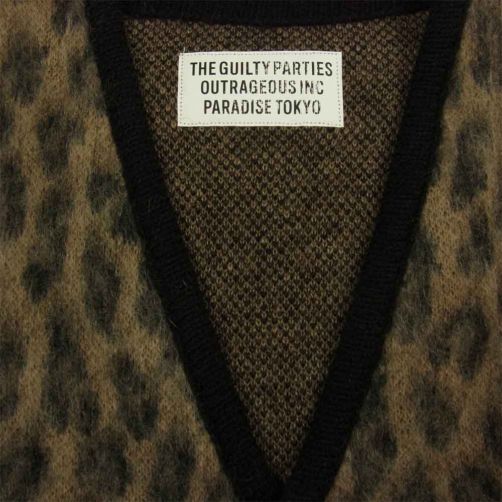 WACKO MARIA ワコマリア 22SS-WMK-KN06 LEOPARD MOHAIR CARDIGAN TYPE 1 レオパード モヘア カーディガン ブラウン系 S【新古品】【未使用】【中古】