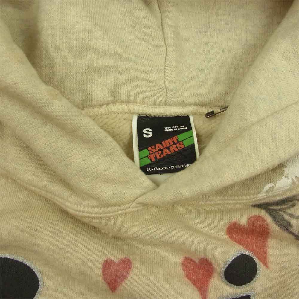 セントマイケル SM-S22-0000-083 × DENIM TEARS HOODIE デニムティアーズ 総柄 ペイント フーディー プルオーバー パーカー グレー系 S【新古品】【未使用】【中古】