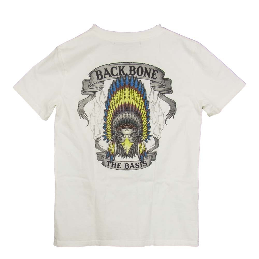BACKBONE バックボーン BB13SS-C100 バックプリント イーグルスカル ポケット Tシャツ ブラック系 M【新古品】【未使用】【中古】