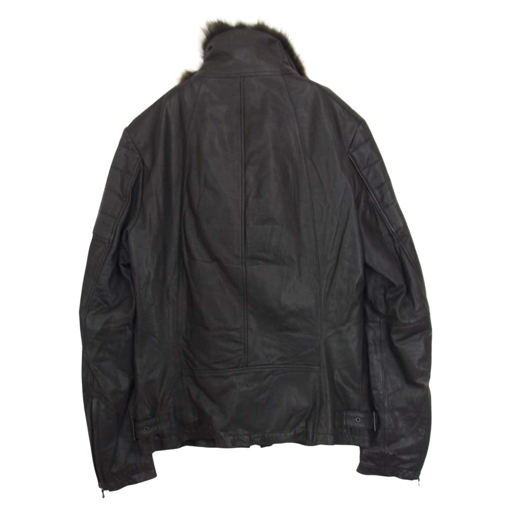 SHELLAC シェラック 36006 襟ファー カウスキン 中綿 レザー シングルライダース ジャケット ブラック系 48【中古】