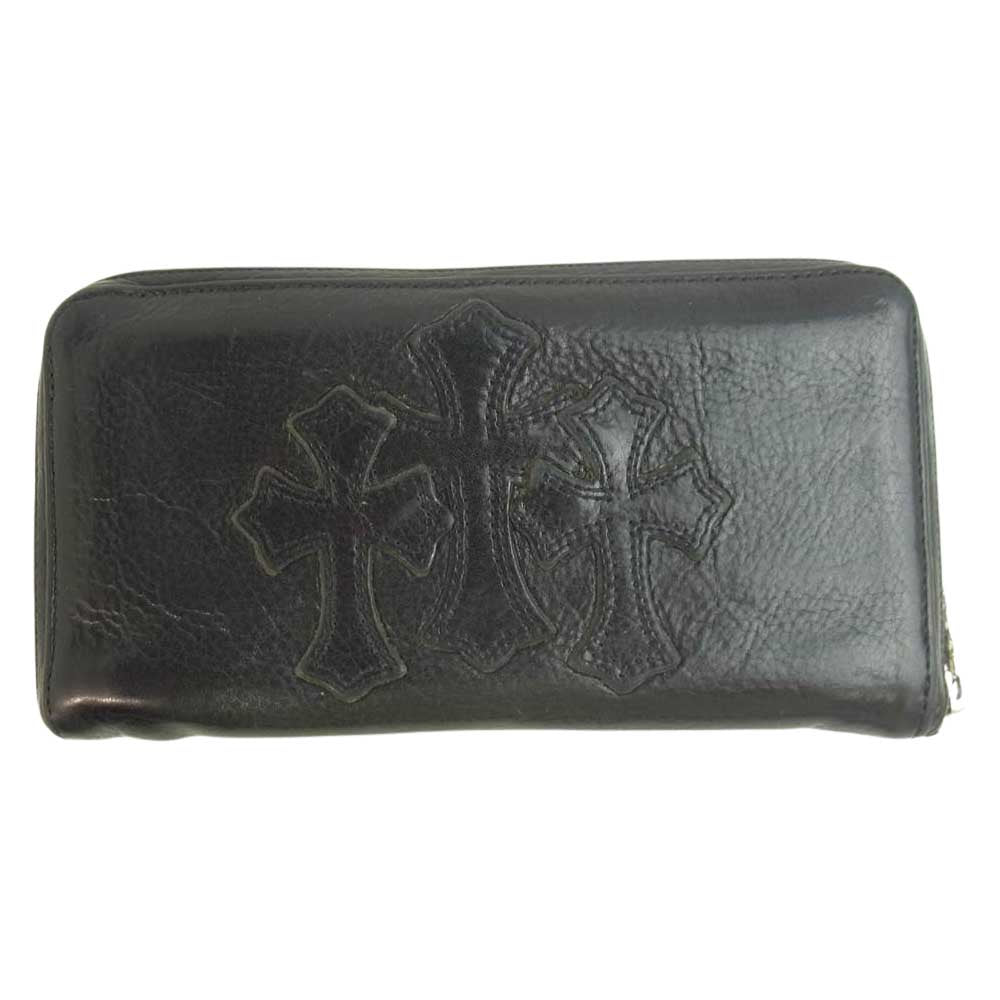CHROME HEARTS クロムハーツ（原本無） REC F ZIP 3 セメタリークロス ラウンドジップ ウォレット ブラック系【中古】