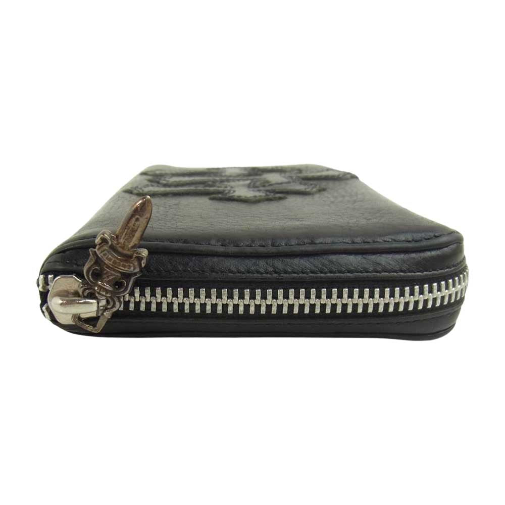 CHROME HEARTS クロムハーツ（原本無） REC F ZIP 3 セメタリークロス ラウンドジップ ウォレット ブラック系【中古】