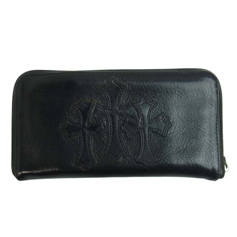 CHROME HEARTS クロムハーツ（原本無） REC F ZIP セメタリー クロス ラウンドジップ ウォレット ブラック系【中古】