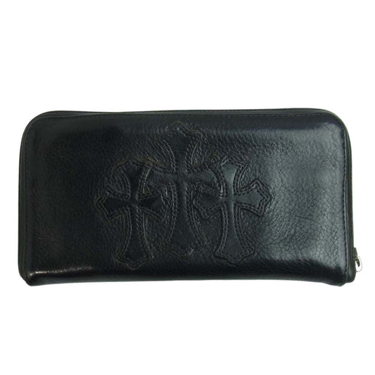 CHROME HEARTS クロムハーツ（原本無） REC F ZIP セメタリー クロス ラウンドジップ ウォレット ブラック系【中古】