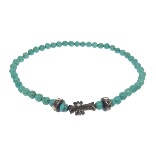 CHROME HEARTS クロムハーツ（原本有） BEAD81 4ｍｍ ターコイズ ビーズ ブレスレット ライトブルー系【中古】