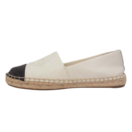 Tory Burch トリーバーチ レザー エスパドリーユ スリッポン ホワイト系 5【中古】
