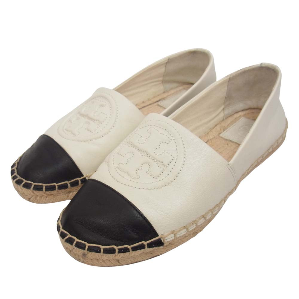 Tory Burch トリーバーチ レザー エスパドリーユ スリッポン ホワイト系 5【中古】