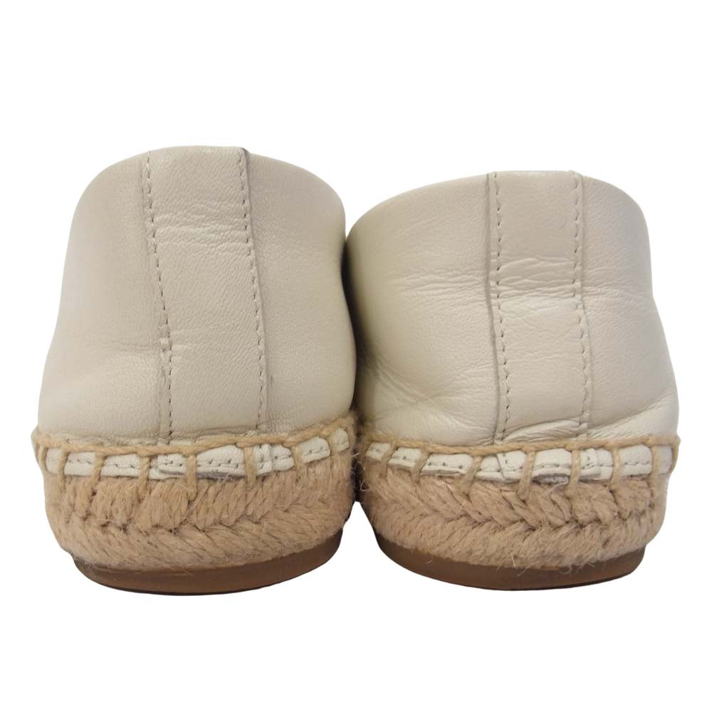 Tory Burch トリーバーチ レザー エスパドリーユ スリッポン ホワイト系 5【中古】