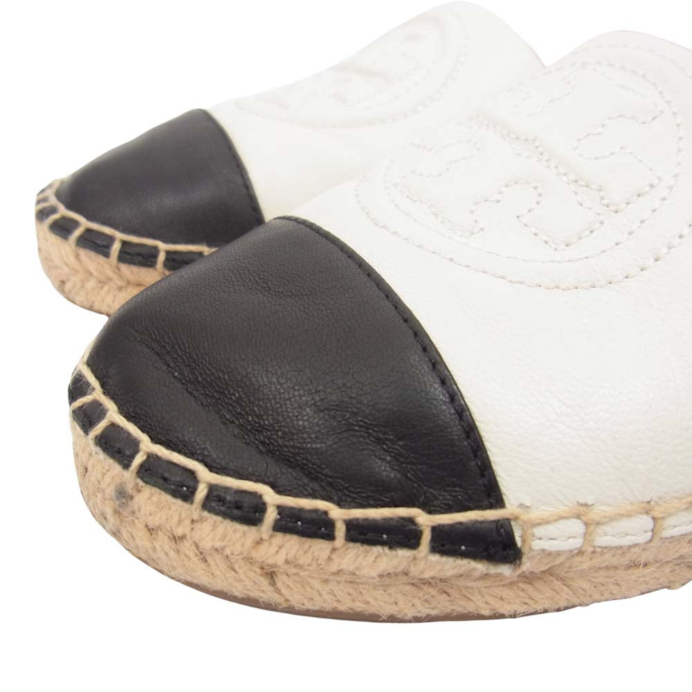 Tory Burch トリーバーチ レザー エスパドリーユ スリッポン ホワイト系 5【中古】