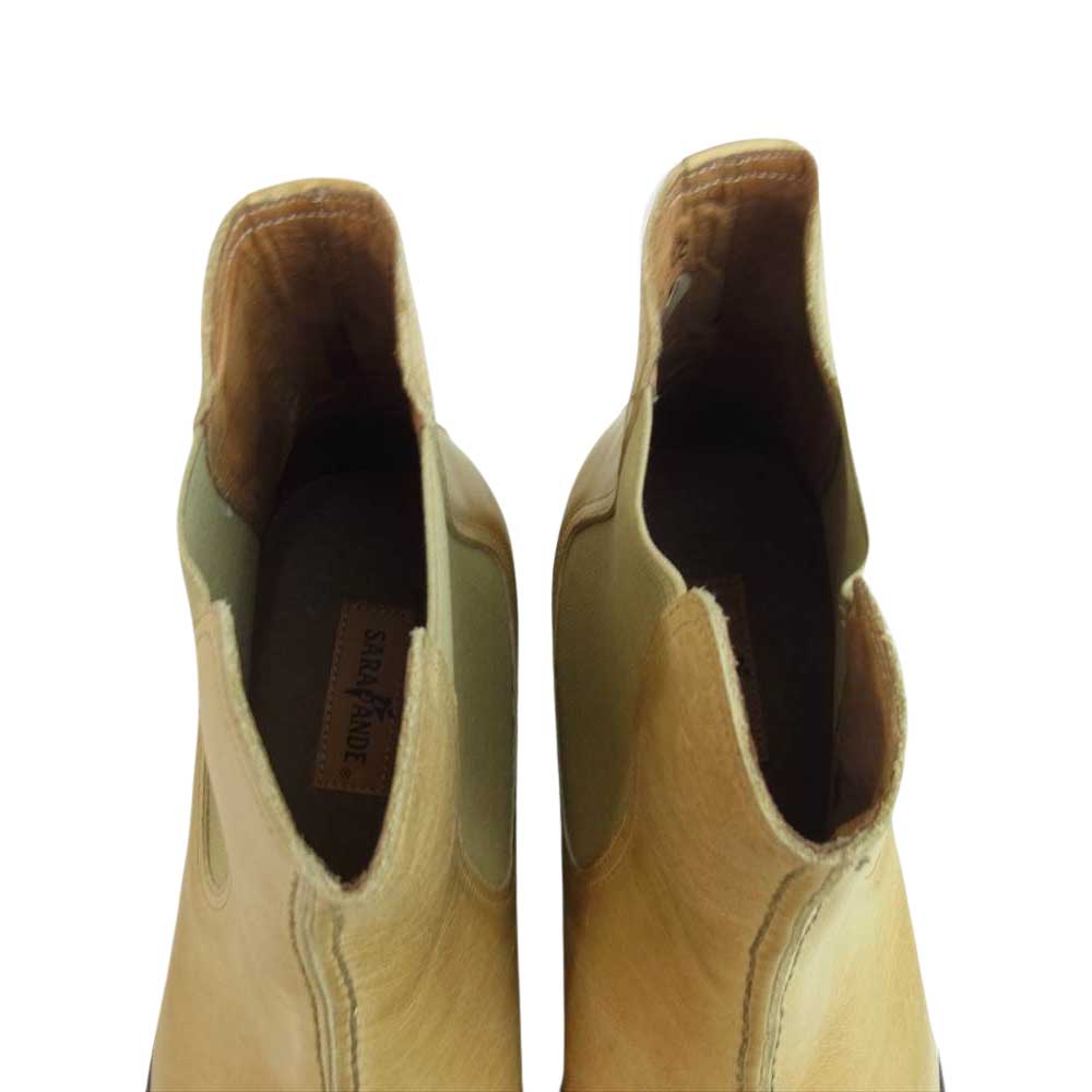 サラバンド 2212 レザー サイドゴア ブーツ ベージュ系 42【美品】【中古】