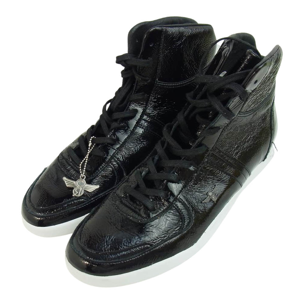 CREATIVE RECREATION クリエイティブリクリエーション BLACK PATENT CRINKLE パテントレザー ハイカット スニーカー ブラック系 10.5【極上美品】【中古】