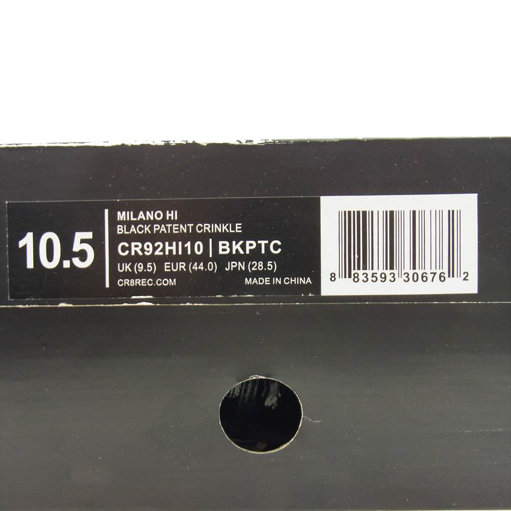 CREATIVE RECREATION クリエイティブリクリエーション BLACK PATENT CRINKLE パテントレザー ハイカット スニーカー ブラック系 10.5【極上美品】【中古】