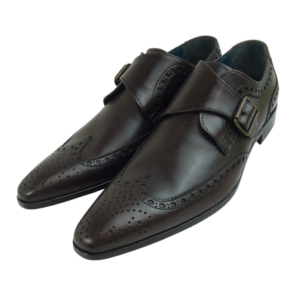 DOLCE&GABBANA ドルチェアンドガッバーナ MC0AM5 80704 ウィングチップ モンクストラップ レザー シューズ ダークブラウン系 40【美品】【中古】