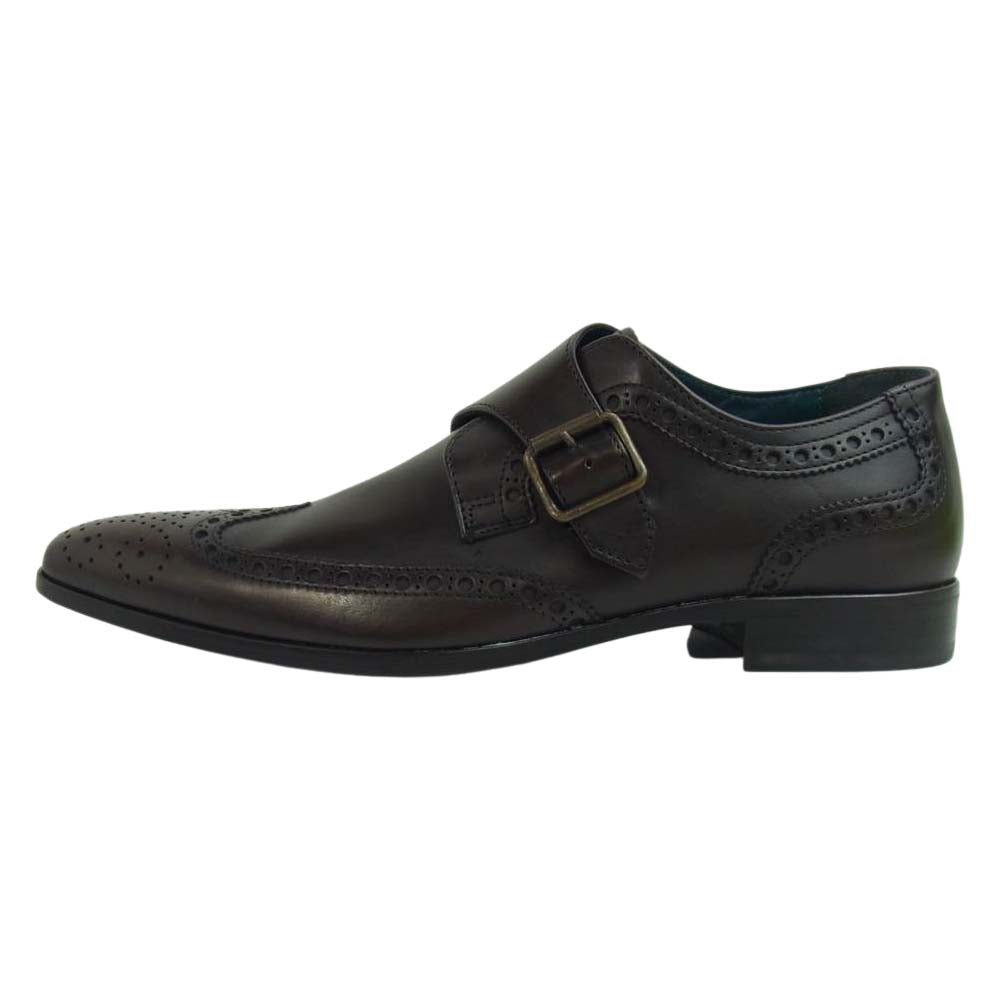 DOLCE&GABBANA ドルチェアンドガッバーナ MC0AM5 80704 ウィングチップ モンクストラップ レザー シューズ ダークブラウン系 40【美品】【中古】