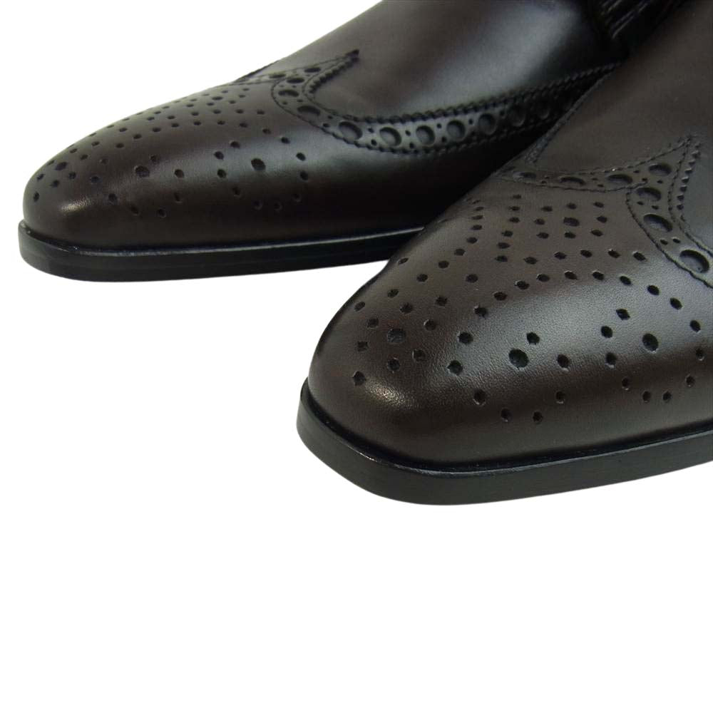 DOLCE&GABBANA ドルチェアンドガッバーナ MC0AM5 80704 ウィングチップ モンクストラップ レザー シューズ ダークブラウン系 40【美品】【中古】