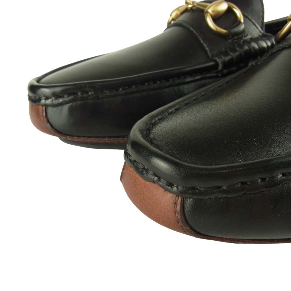 GUCCI グッチ 1101344 レザー ローファー ホースビット ドライビング シューズ ブラック系 8D【美品】【中古】
