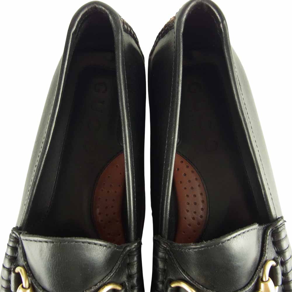 GUCCI グッチ 1101344 レザー ローファー ホースビット ドライビング シューズ ブラック系 8D【美品】【中古】