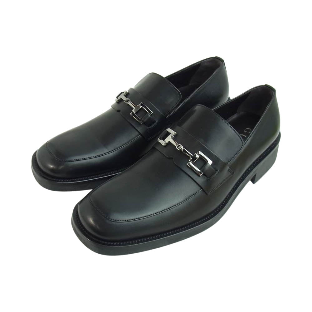 GUCCI グッチ 1101580 カーフレザー ビットローファー シューズ ブラック系 41【極上美品】【中古】