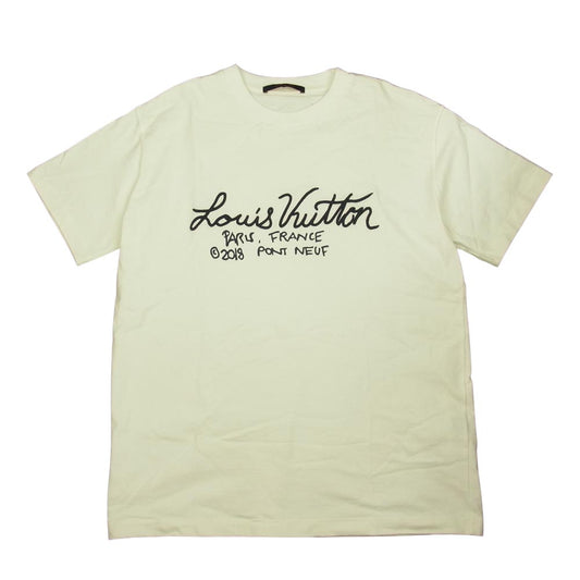 LOUIS VUITTON ルイ・ヴィトン 20AW 1A7XNG　 シグネチャー プリント エンブロイダリー Tシャツ ホワイト系 M【中古】
