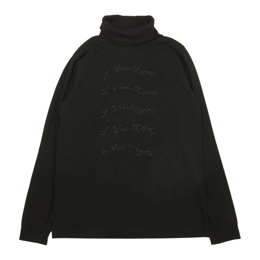 LOUIS VUITTON ルイ・ヴィトン 1A9GL0 タートルネック エンブロイダリー ロングスリーブ Tシャツ ブラック系 XL【美品】【中古】