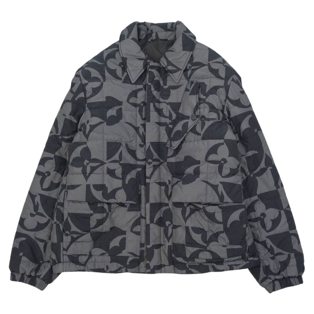 LOUIS VUITTON ルイ・ヴィトン 1A9JYS モノグラム フラワー キルテッド ブルゾン グレー系 52【美品】【中古】