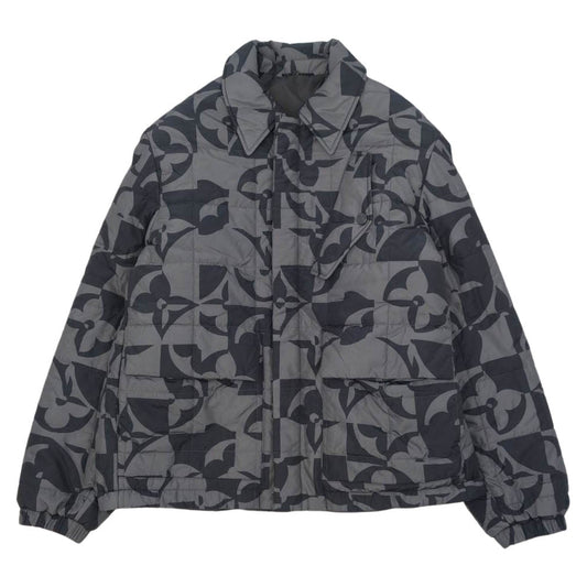 LOUIS VUITTON ルイ・ヴィトン 1A9JYS モノグラム フラワー キルテッド ブルゾン グレー系 52【美品】【中古】