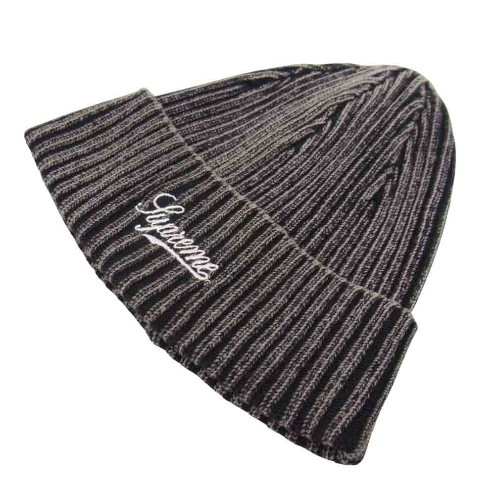 Supreme シュプリーム 21SS Bleached Rib Beanie ブリーチ リブ ビーニー ニット帽 ブラック系【美品】【中古】