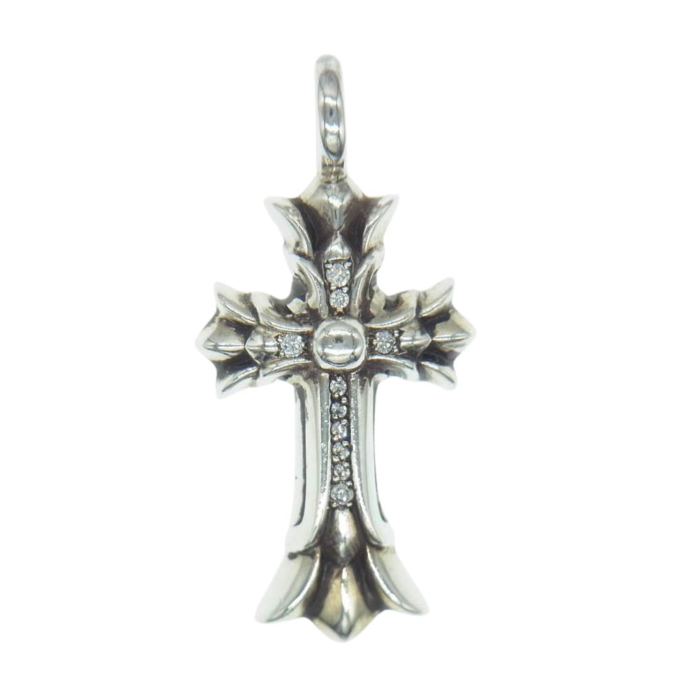 CHROME HEARTS クロムハーツ（原本有） ダブル CHクロス チャーム パヴェダイヤ トップ シルバー系【中古】