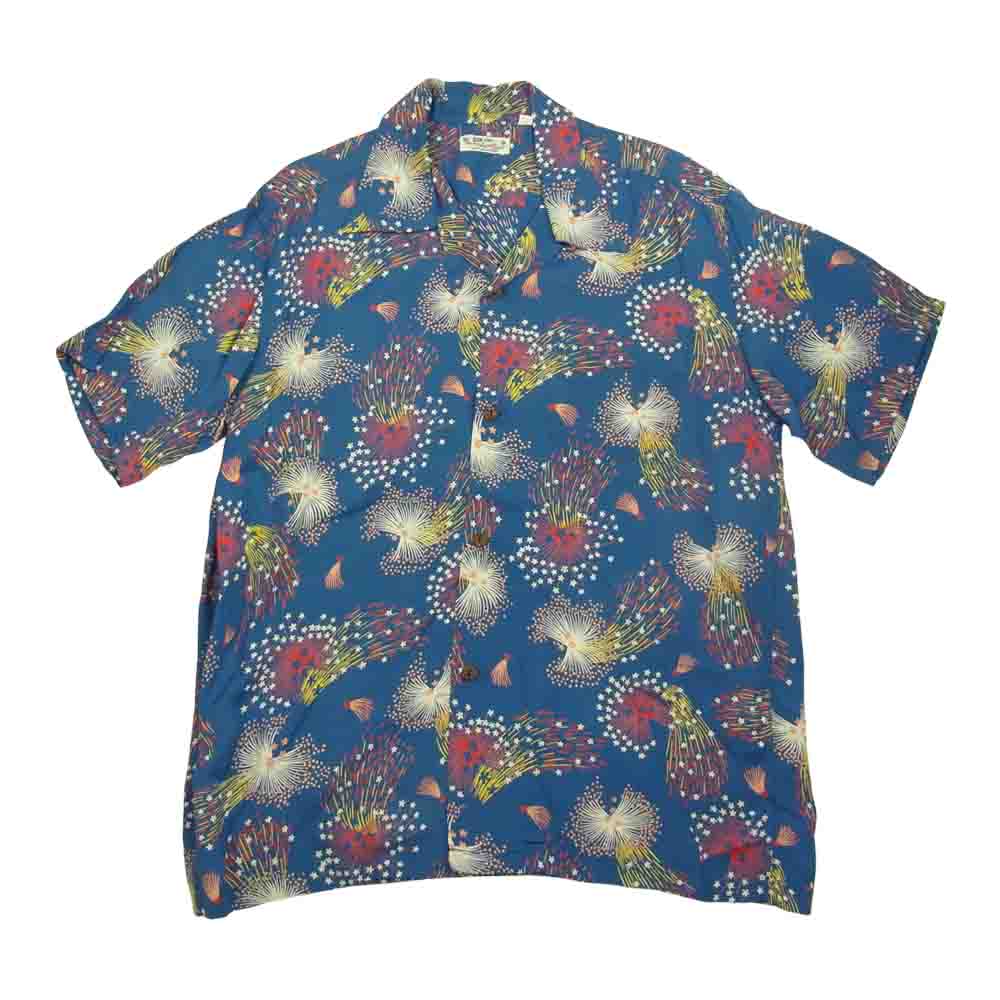 SUN SURF サンサーフ SS37837JS JS HANABI ジャーナルスタンダード 別注 花火 ファイヤーワーク 半袖 ブルー系 L【中古】