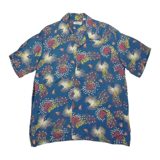 SUN SURF サンサーフ SS37837JS JS HANABI ジャーナルスタンダード 別注 花火 ファイヤーワーク 半袖 ブルー系 L【中古】