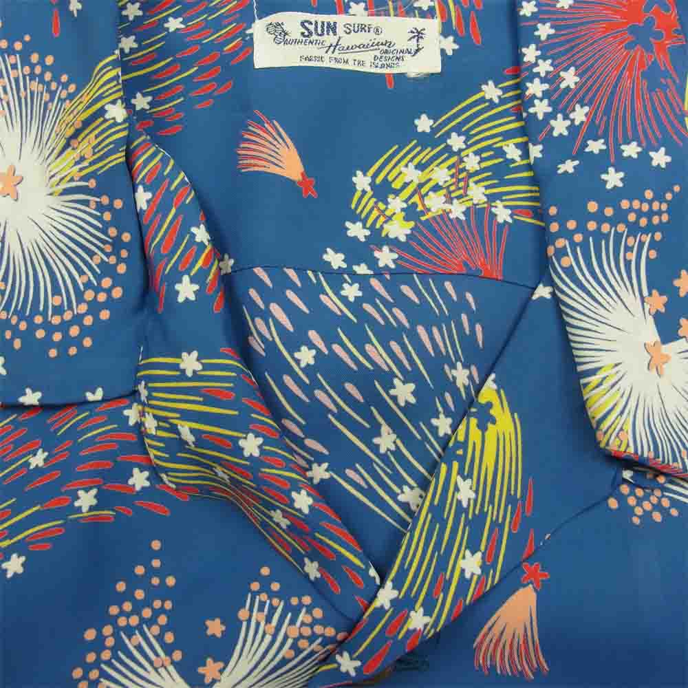 SUN SURF サンサーフ SS37837JS JS HANABI ジャーナルスタンダード 別注 花火 ファイヤーワーク 半袖 ブルー系 L【中古】