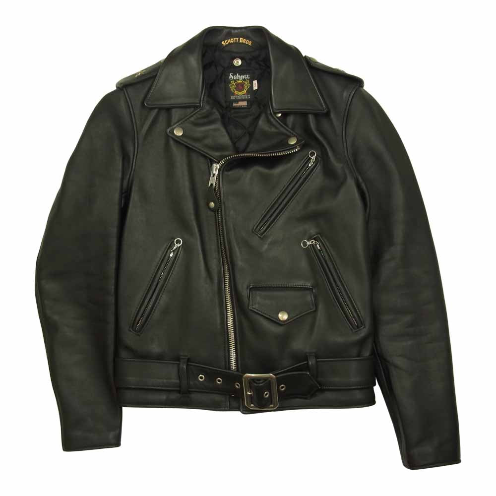 schott ショット 613US ワンスター レザー ライダース ジャケット ブラック系 34【中古】