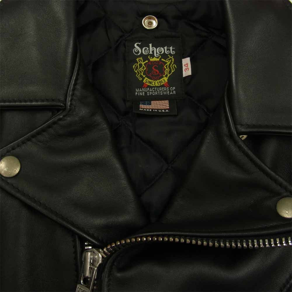 schott ショット 613US ワンスター レザー ライダース ジャケット ブラック系 34【中古】
