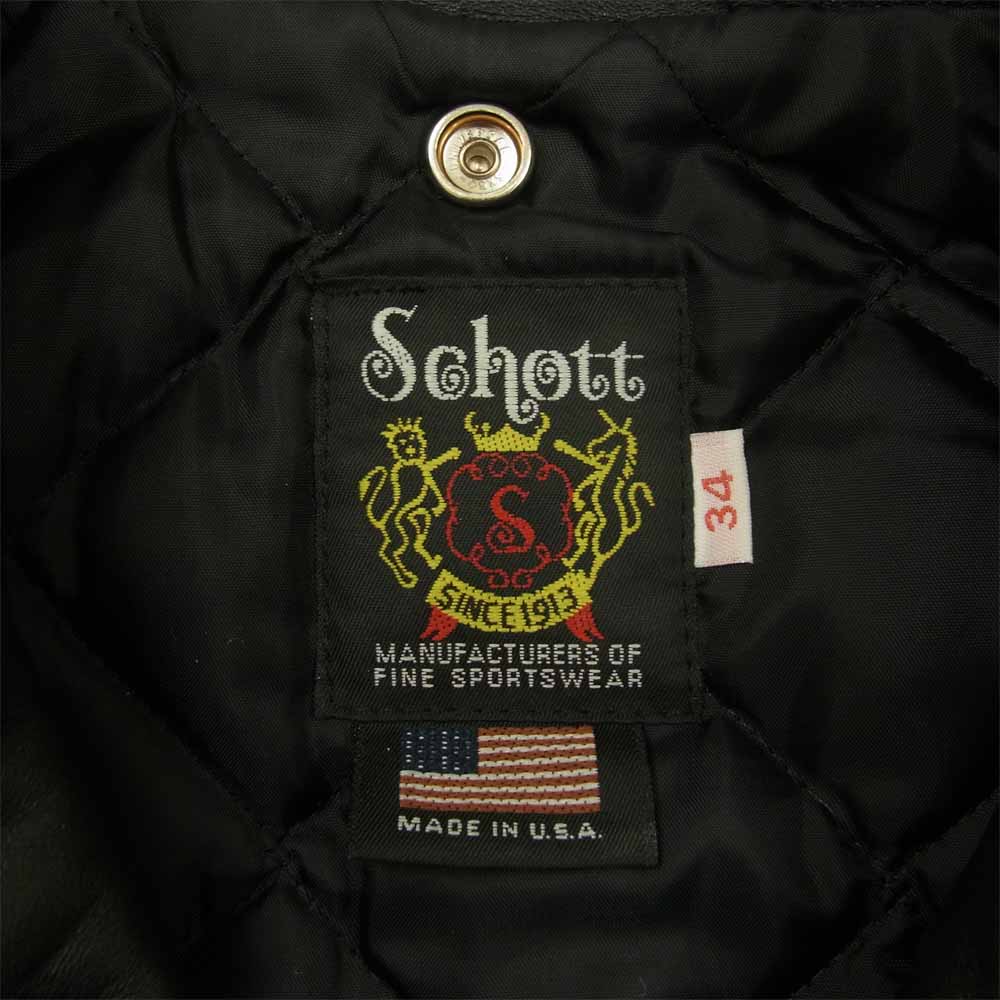 schott ショット 613US ワンスター レザー ライダース ジャケット ブラック系 34【中古】